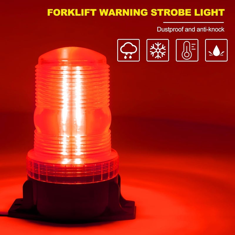 NWpangu Upgraded Strobe Warning Light Emergency Flashing Light Roof Beacon for Forklift Truck Engineering Vehicles Boat Bus, Red - Image 2